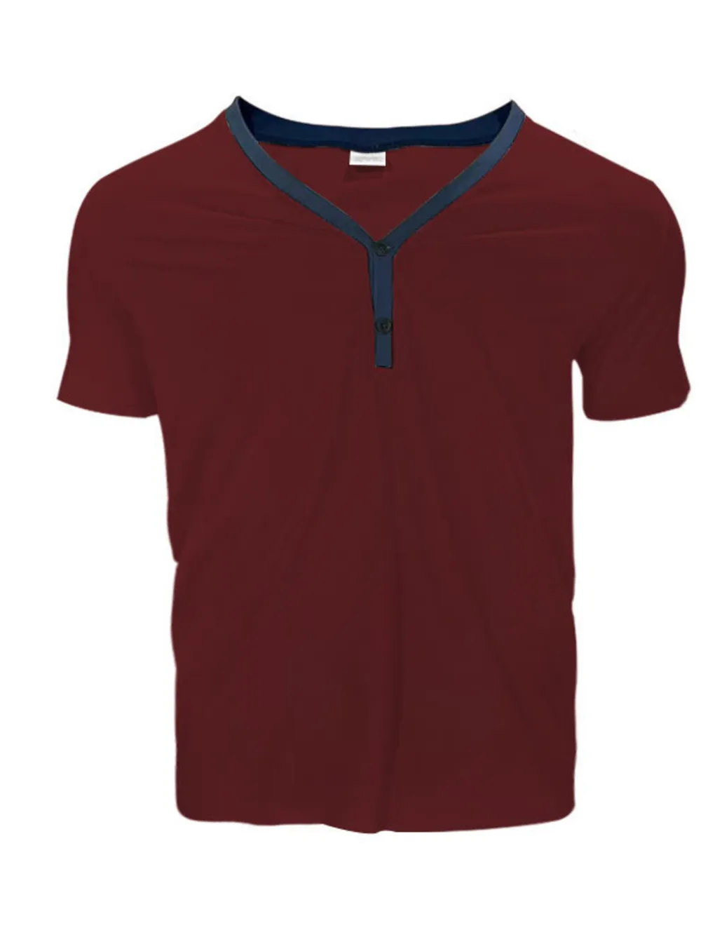 Men's Full Size V-Neck Short Sleeve T-Shirt with Contrast Trim Plus Size, image 2