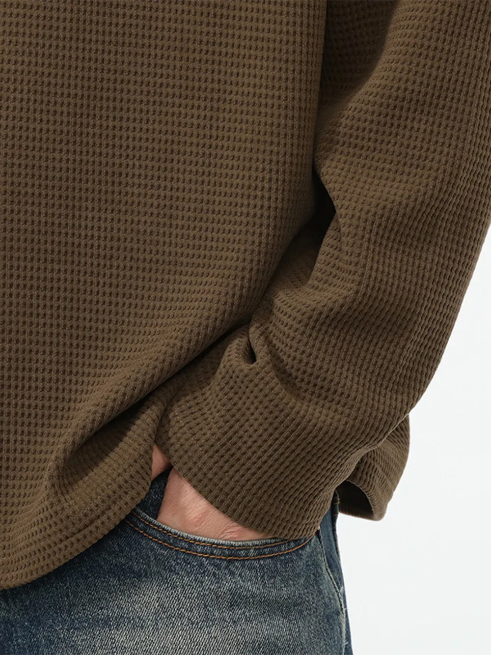 Men's Plus Size Quarter-Zip Long Sleeve T-Shirt, image 2