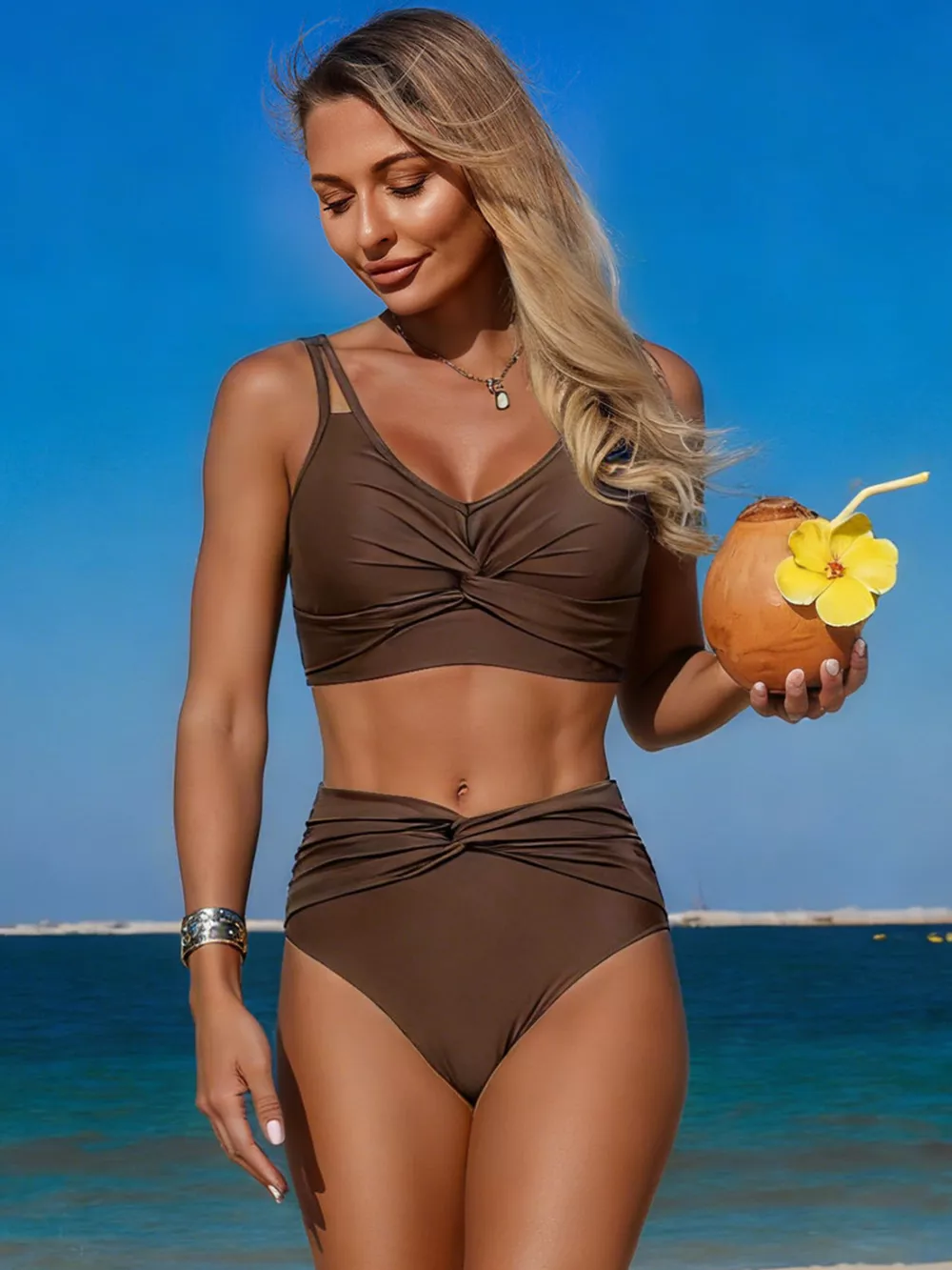Twist Front High Waisted Swim Set, image 10