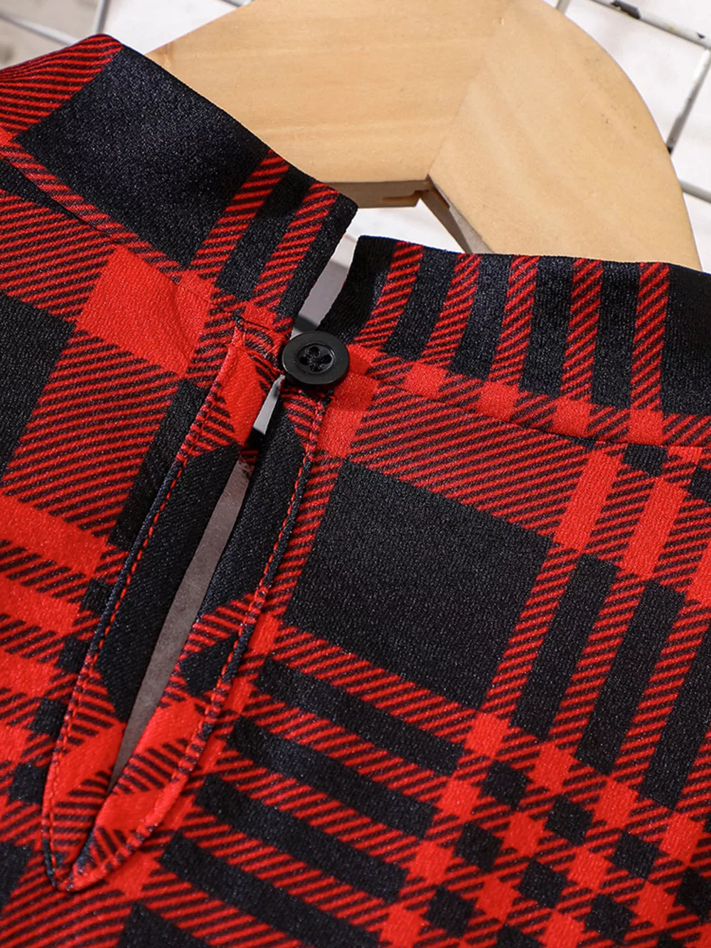 Children's Plaid Print Long Sleeve Dress, image 10