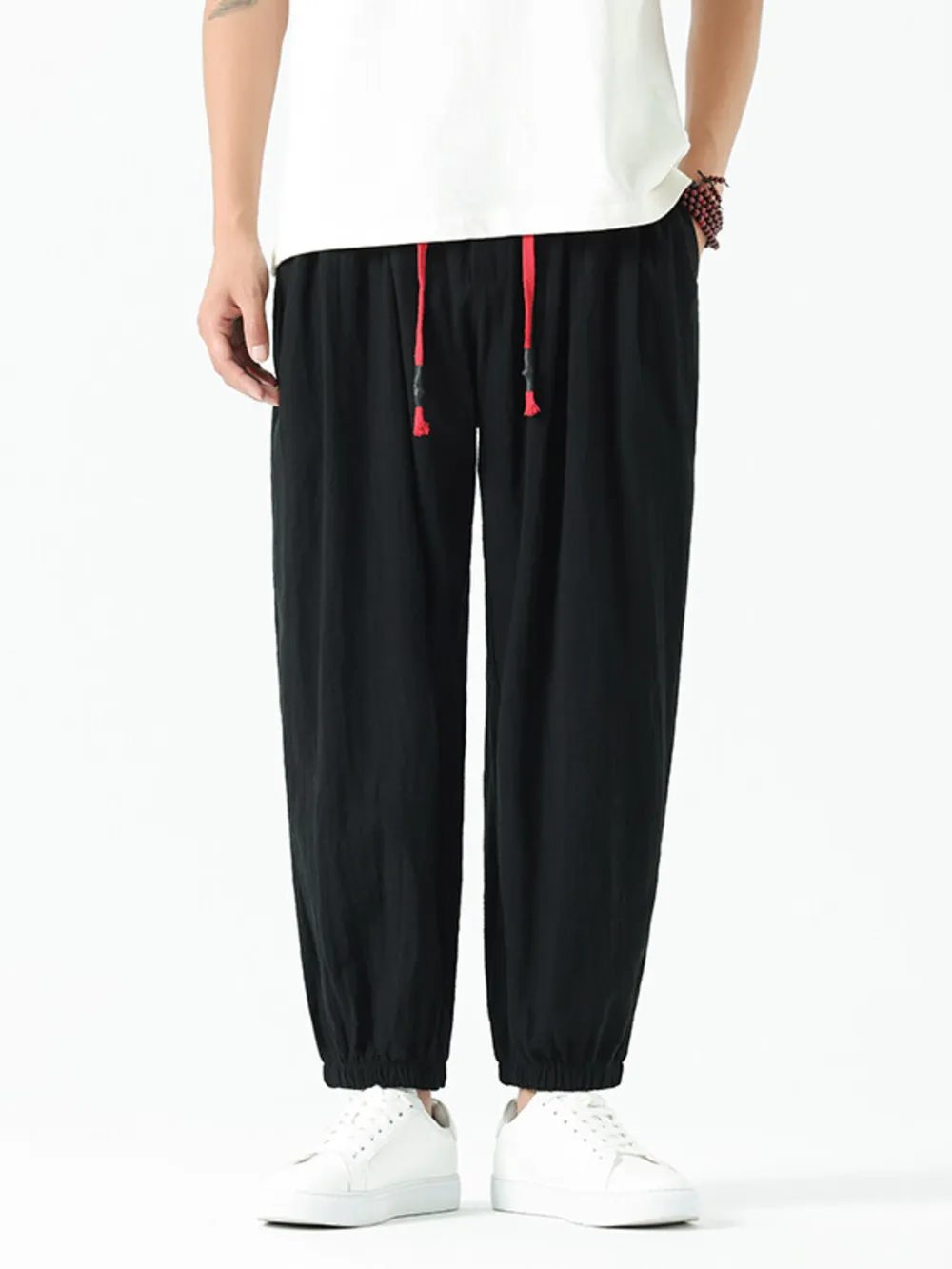 Men's Drawstring Wide Leg Relaxed Fit Pants