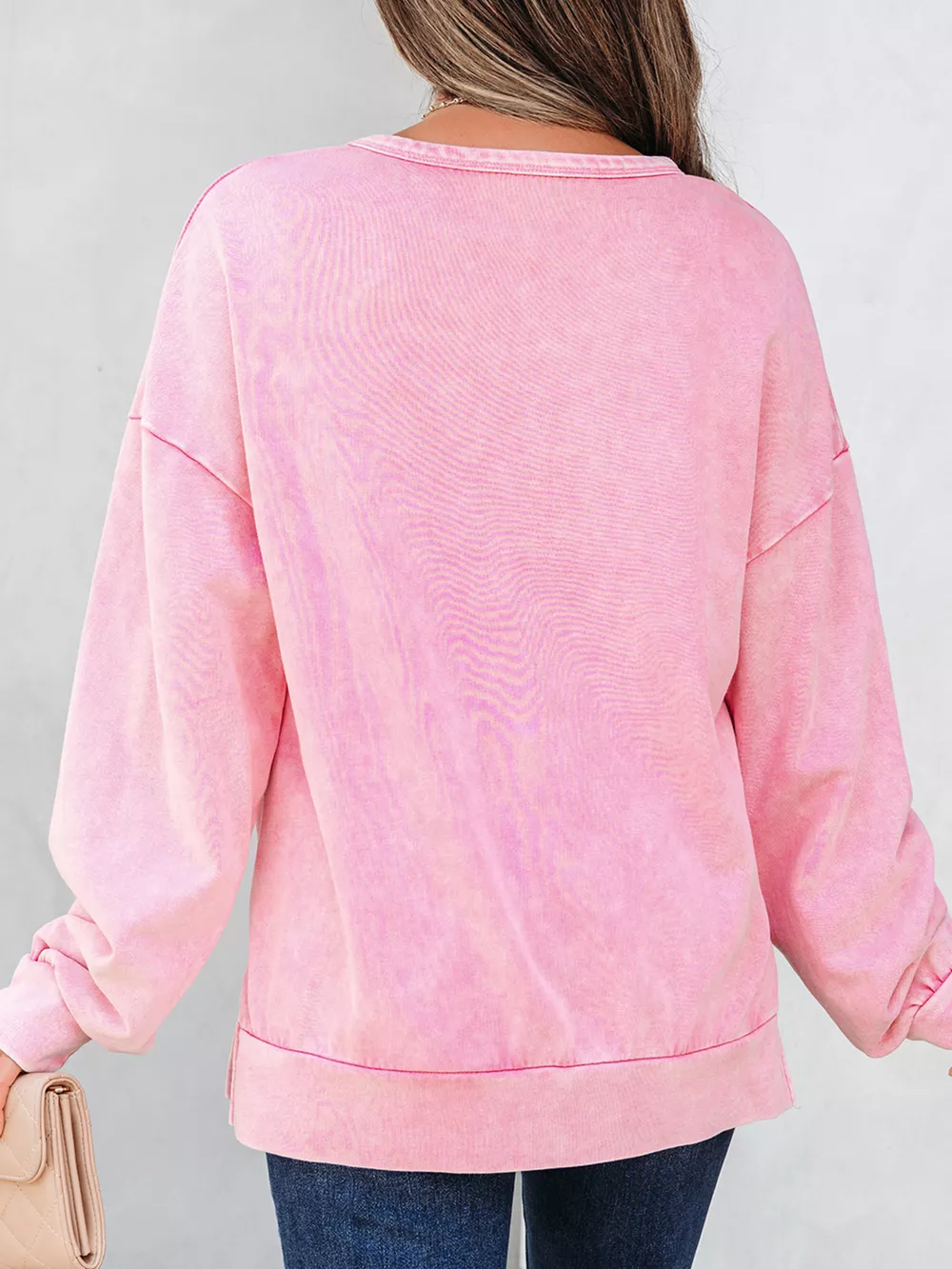 Mineral Wash Bow Patchwork Sweatshirt, image 4