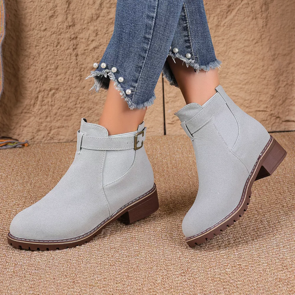 Round Toe Block Heels Boots, image 10