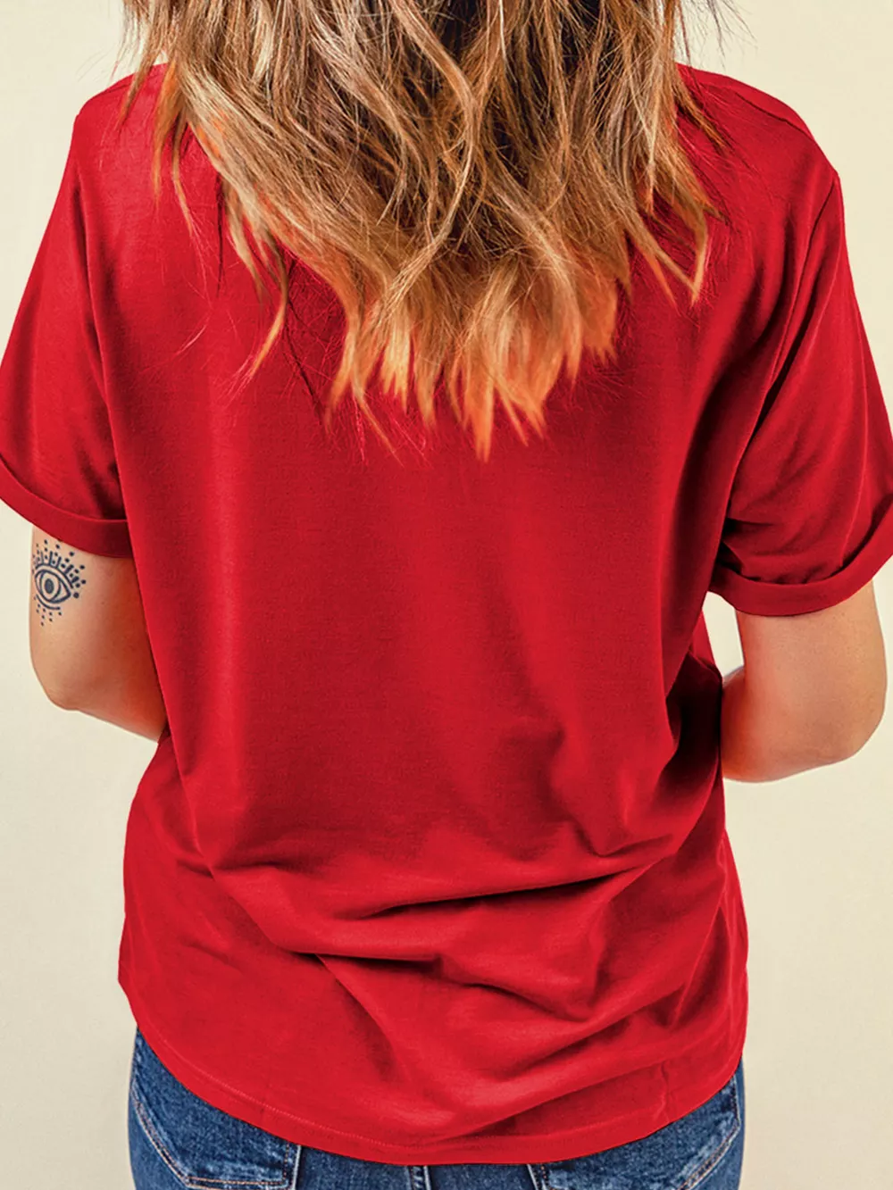 Western Patchwork Cow Print Round Neck Casual T Shirt, image 3