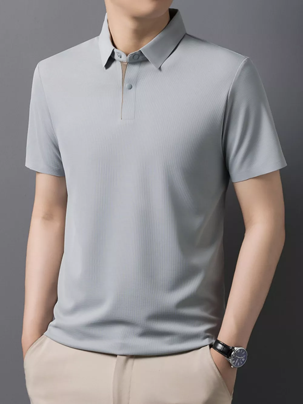 Men's Plus Size Button Detail Short Sleeve Polo, image 7