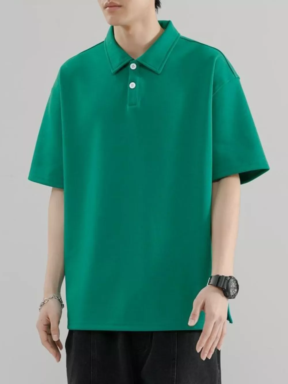 Men's Plus Size Button Detail Short Sleeve Polo, image 4