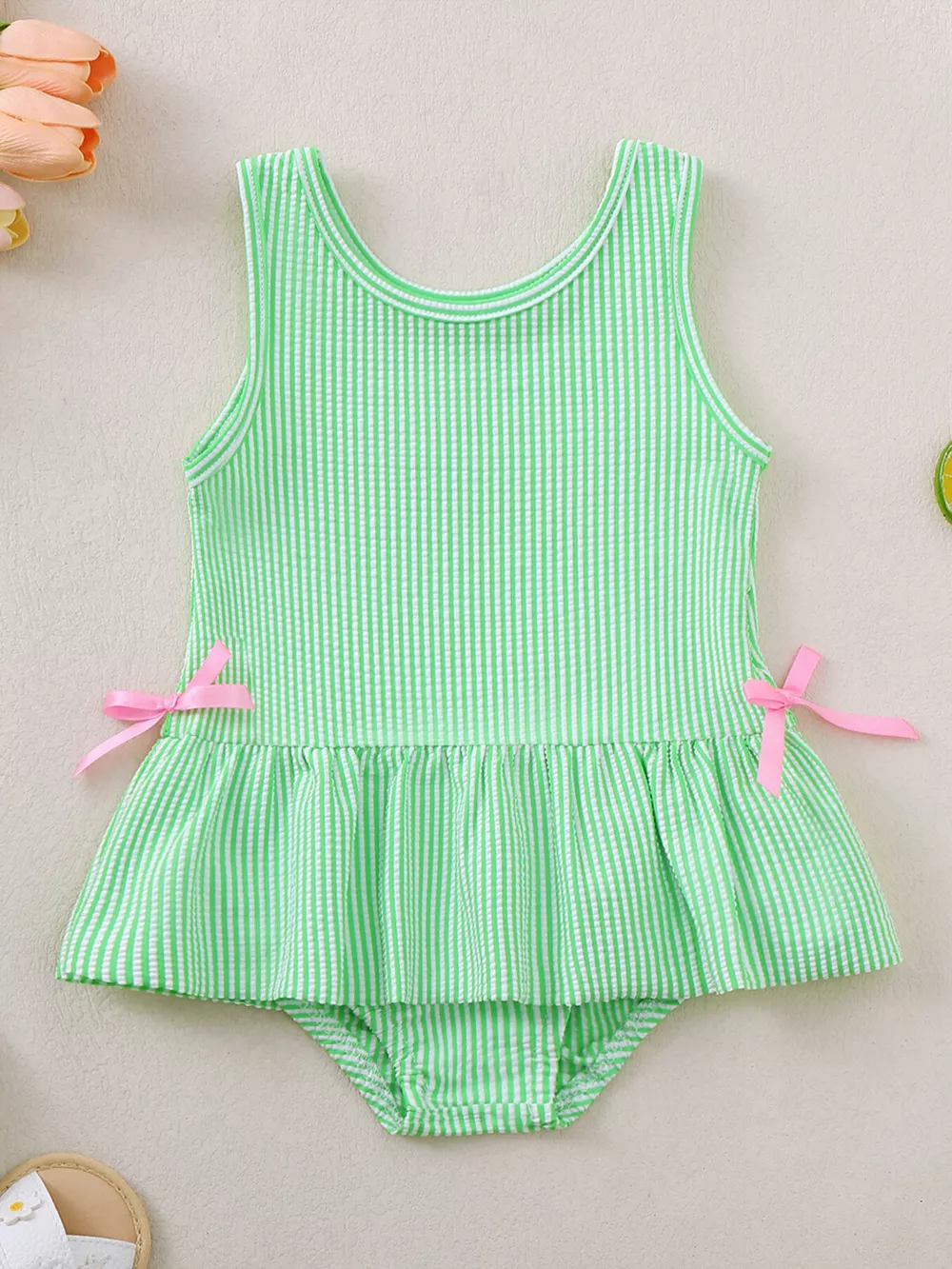 Children's Striped Sleeveless One-Piece Swimsuit, image 5