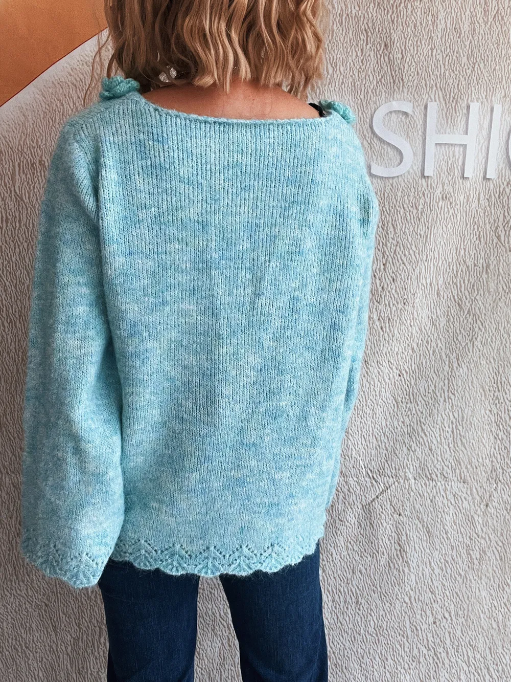 Flower V-Neck Long Sleeve Sweater, image 12