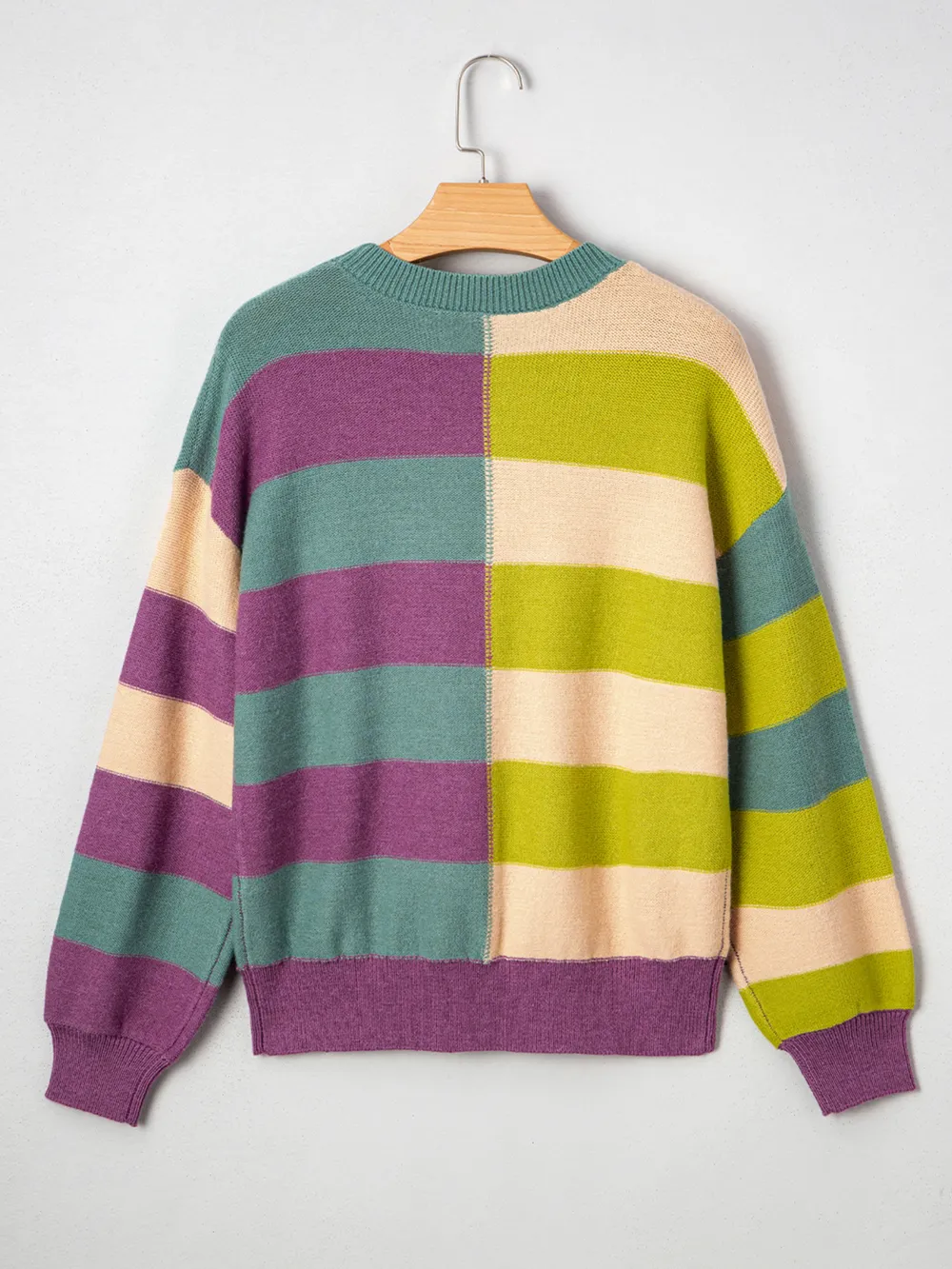 Stripe Drop Shoulder Ribbed Edge Sweater, image 6