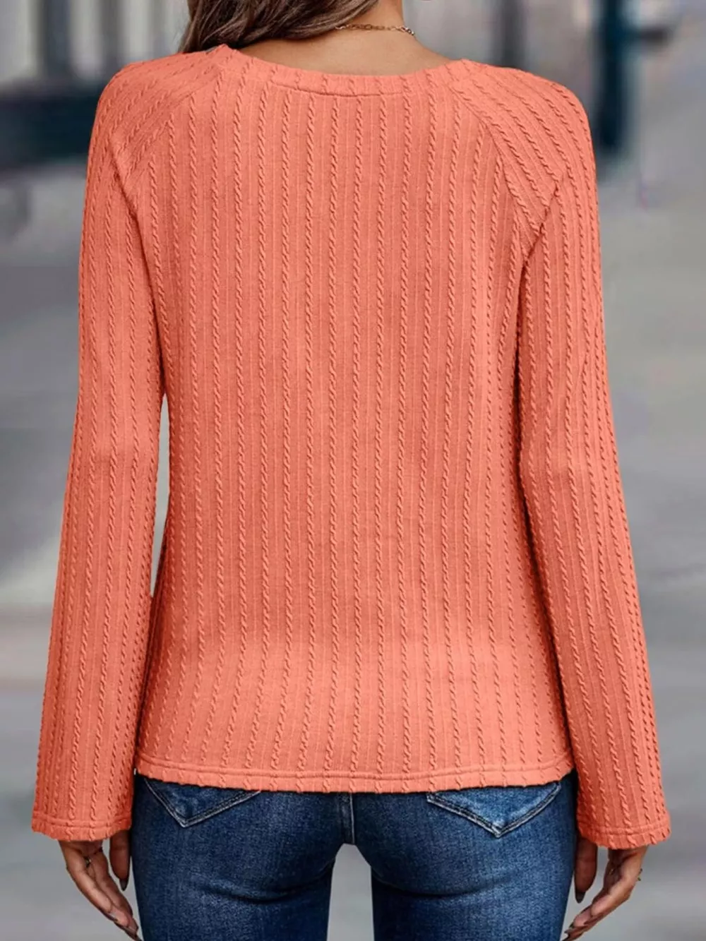 Textured Knit Long Sleeve T-Shirt, image 3