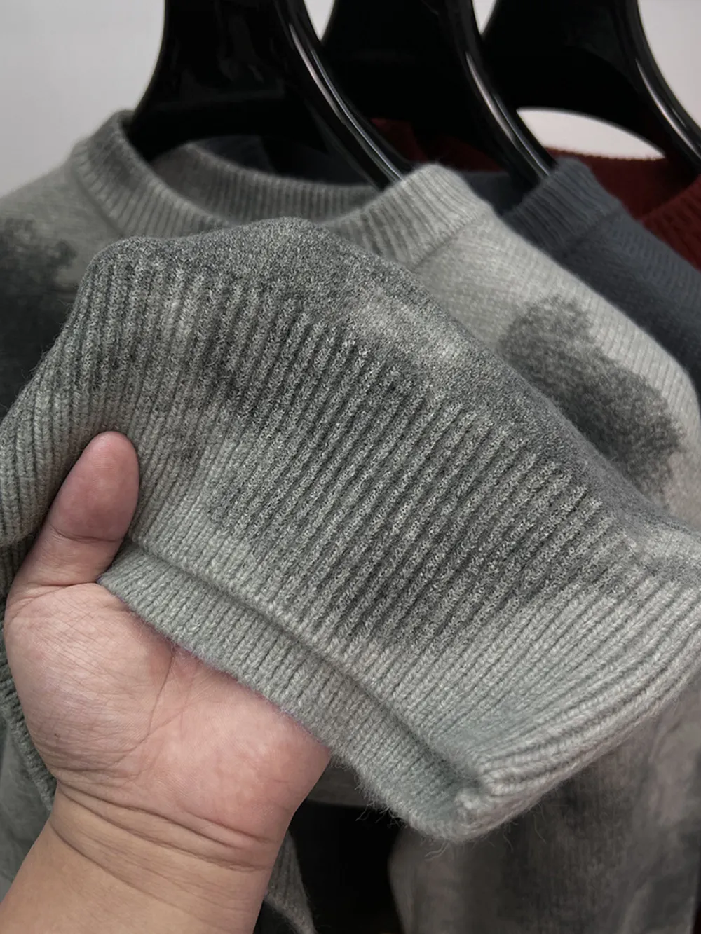 Men's Plus Size Ribbed Hem Round Neck Sweater, image 6