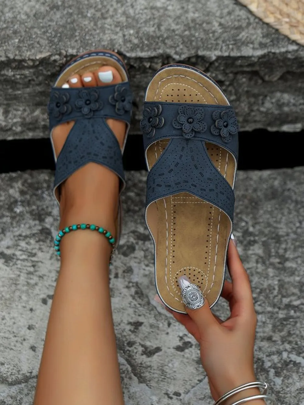 Cutout Flower Open Toe Sandals, image 11