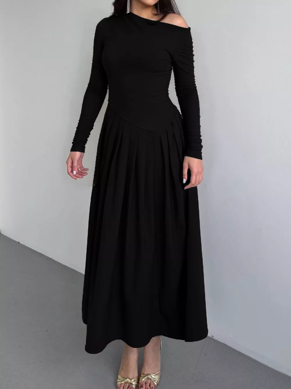 Ruched One Shoulder Long Sleeve Dress, image 7