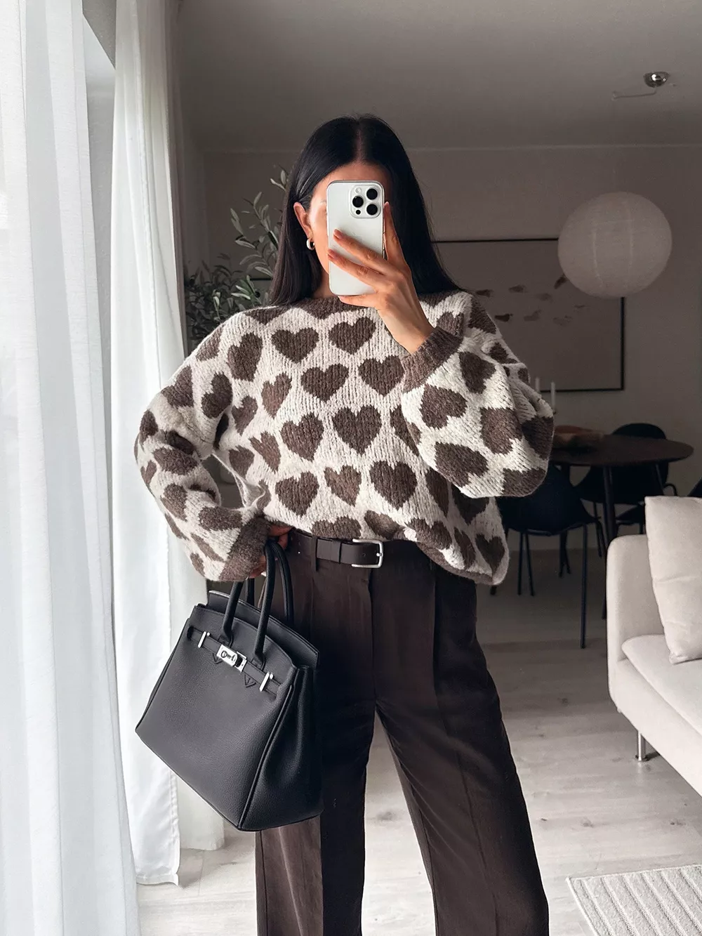 Heart Pattern Dropped Shoulder Sweater, image 21