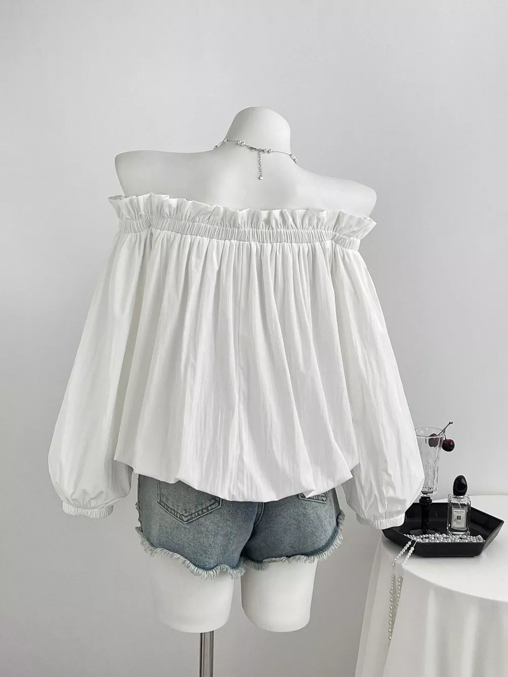 Bow Off-Shoulder Long Sleeve Blouse, image 6
