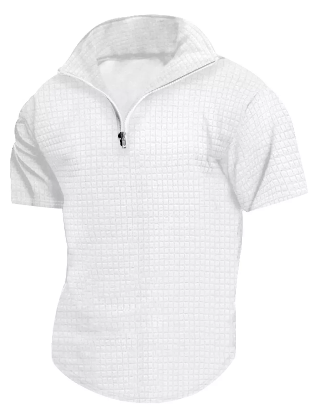 Men's Full Size Textured Short Sleeve Zipper Polo Plus Size, image 17