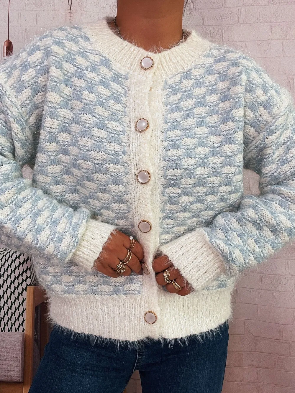 Fluffy Textured Button-Up Cardigan, image 14