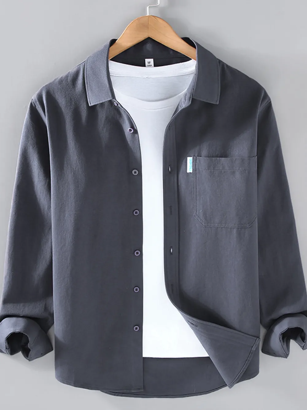 Men's Plus Size Long Sleeve Button-Up Shirt, image 4
