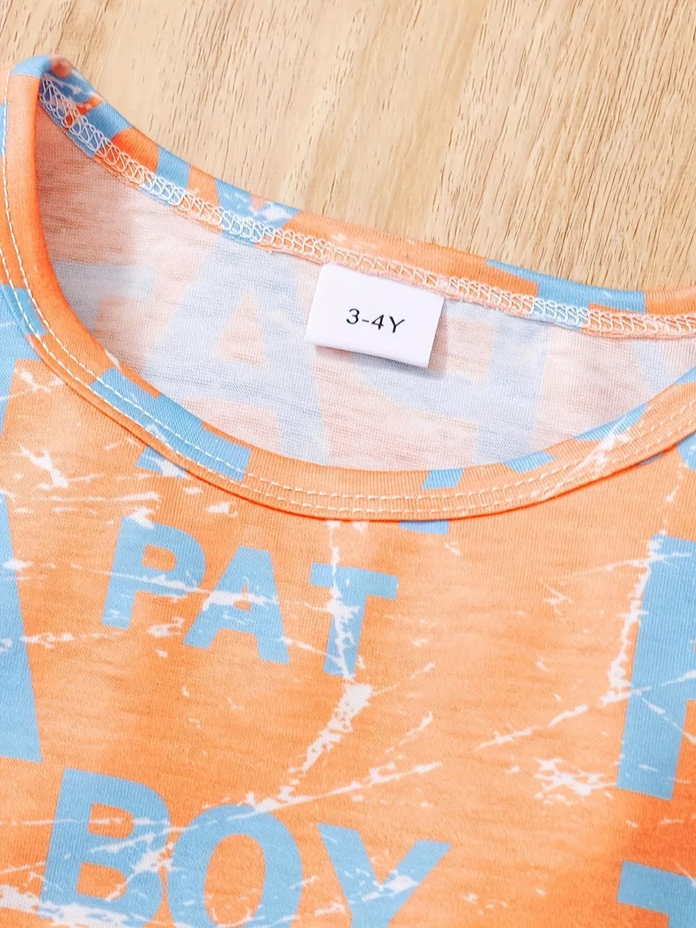Children's Letter Print T-Shirt & Denim Shorts Set, image 3