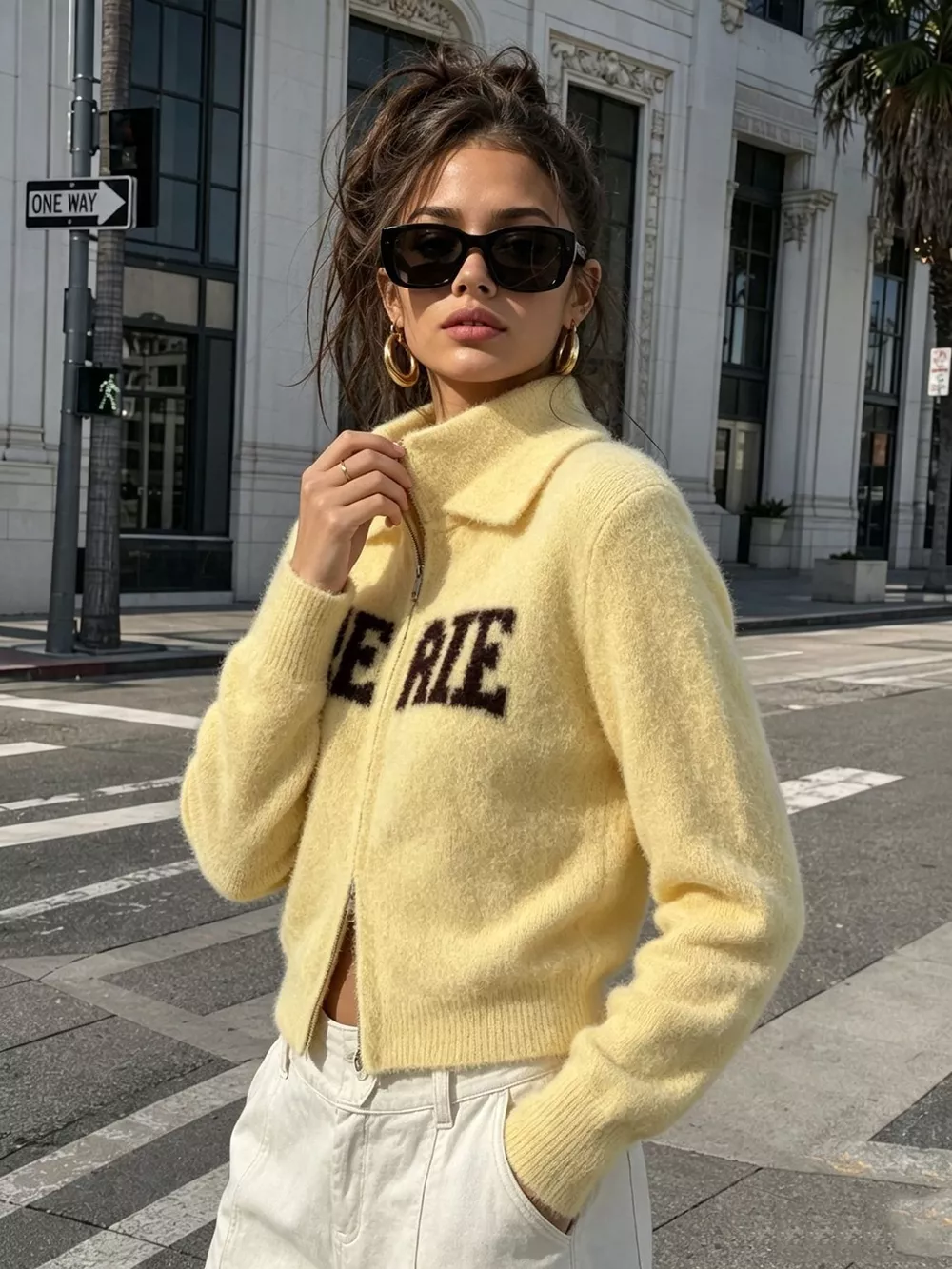 Fuzzy Letter Zip-Up Cardigan, image 30