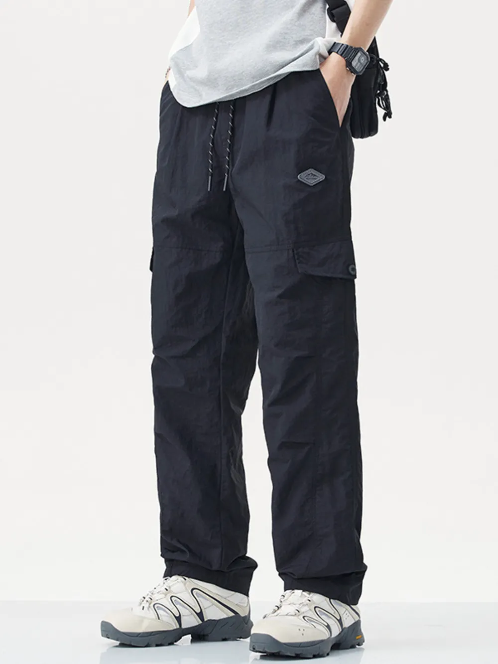 Men's Plus Size Relaxed Fit Cargo Pants with Drawstring