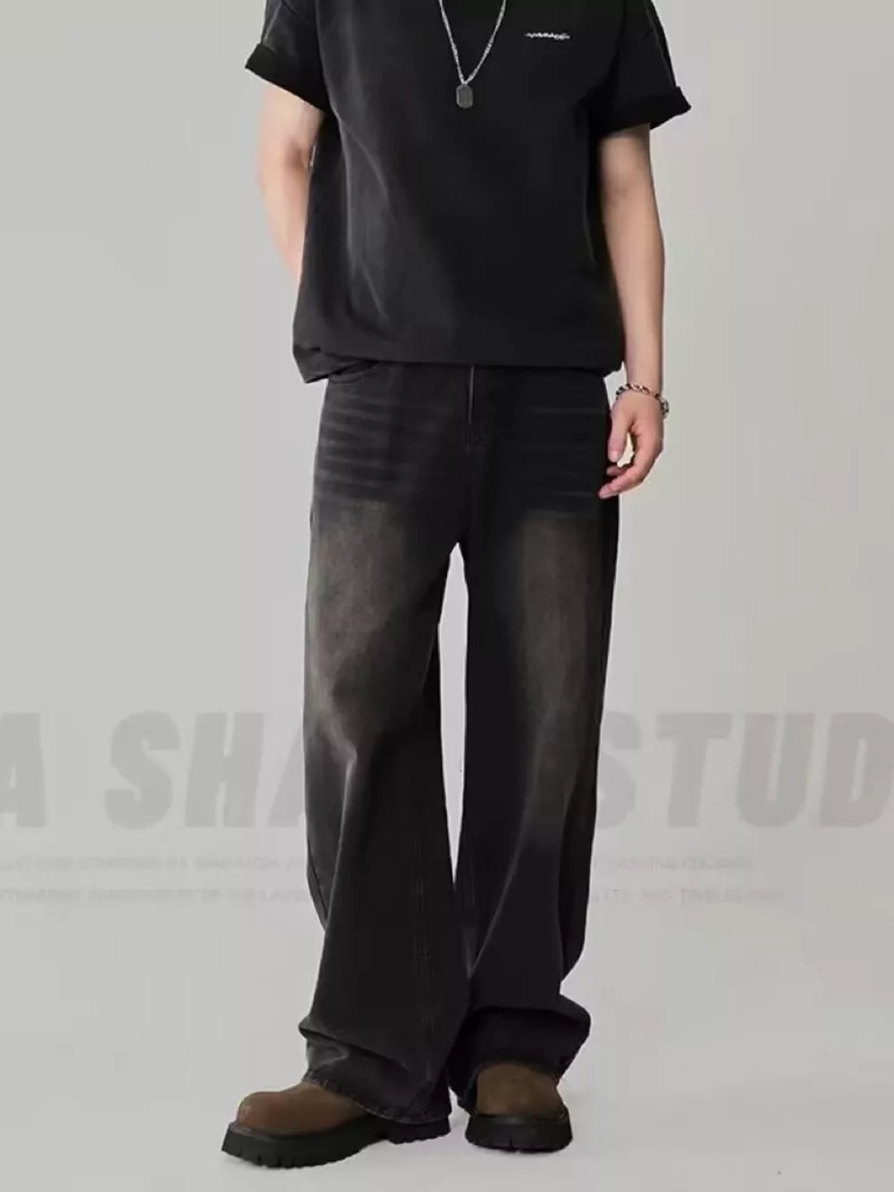 Men's Full Size Wash Loose Fit Jeans Plus Size