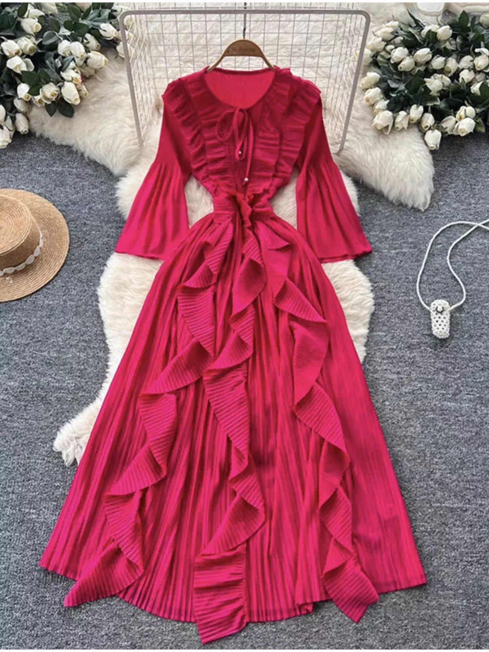 Ruffled A-Line Midi Dress, image 9