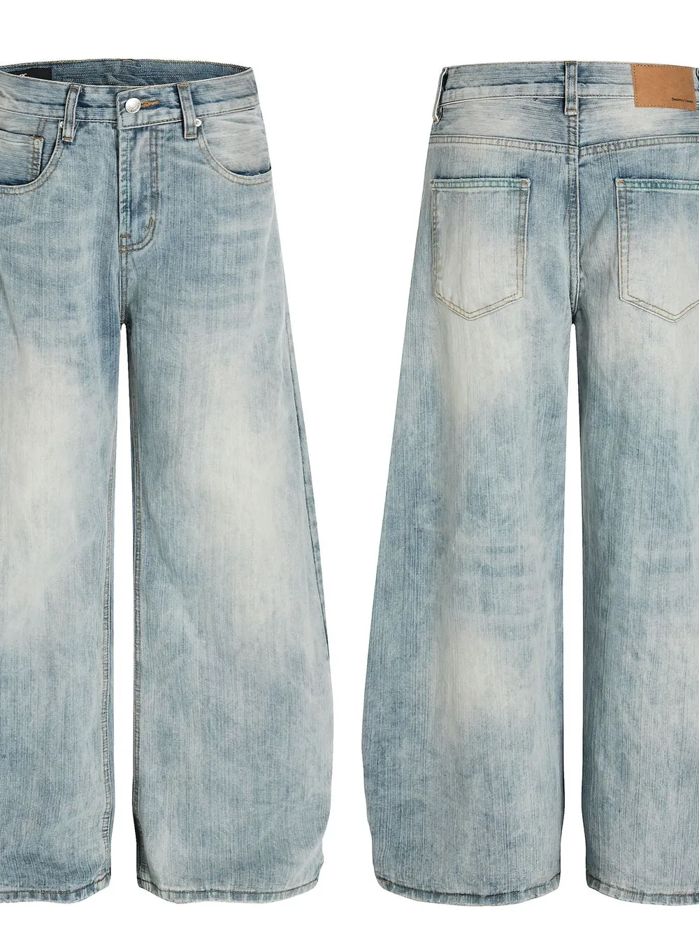 Men's Washed Wide Leg Baggy Jeans, image 4