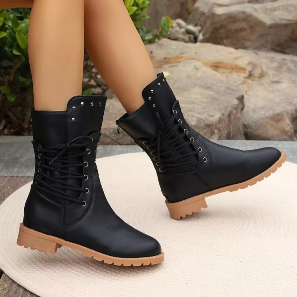 Studded Lace-Up Boots, image 6