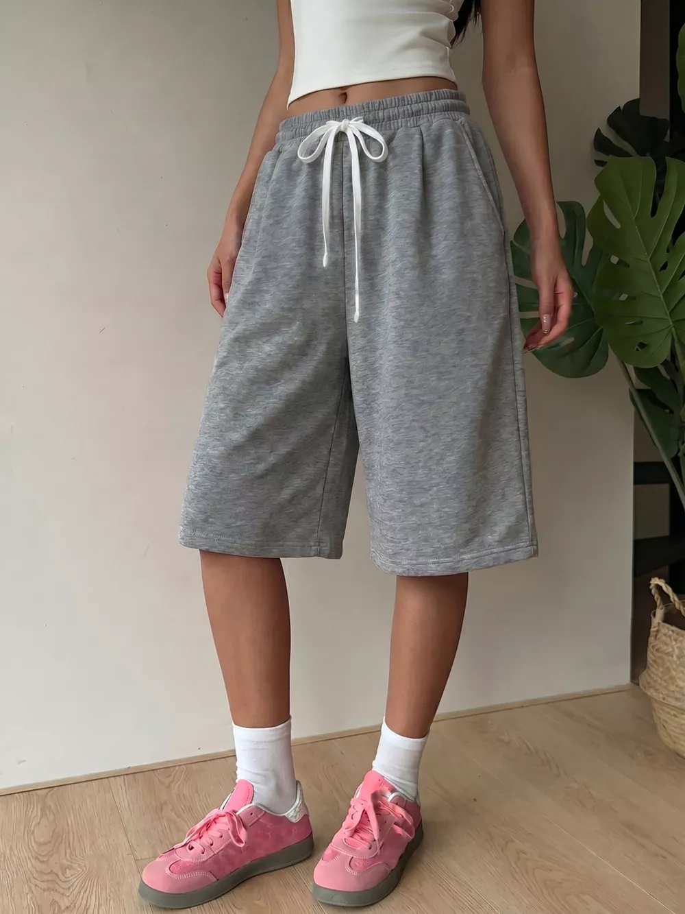 High-Waisted Drawstring Casual Shorts, image 4