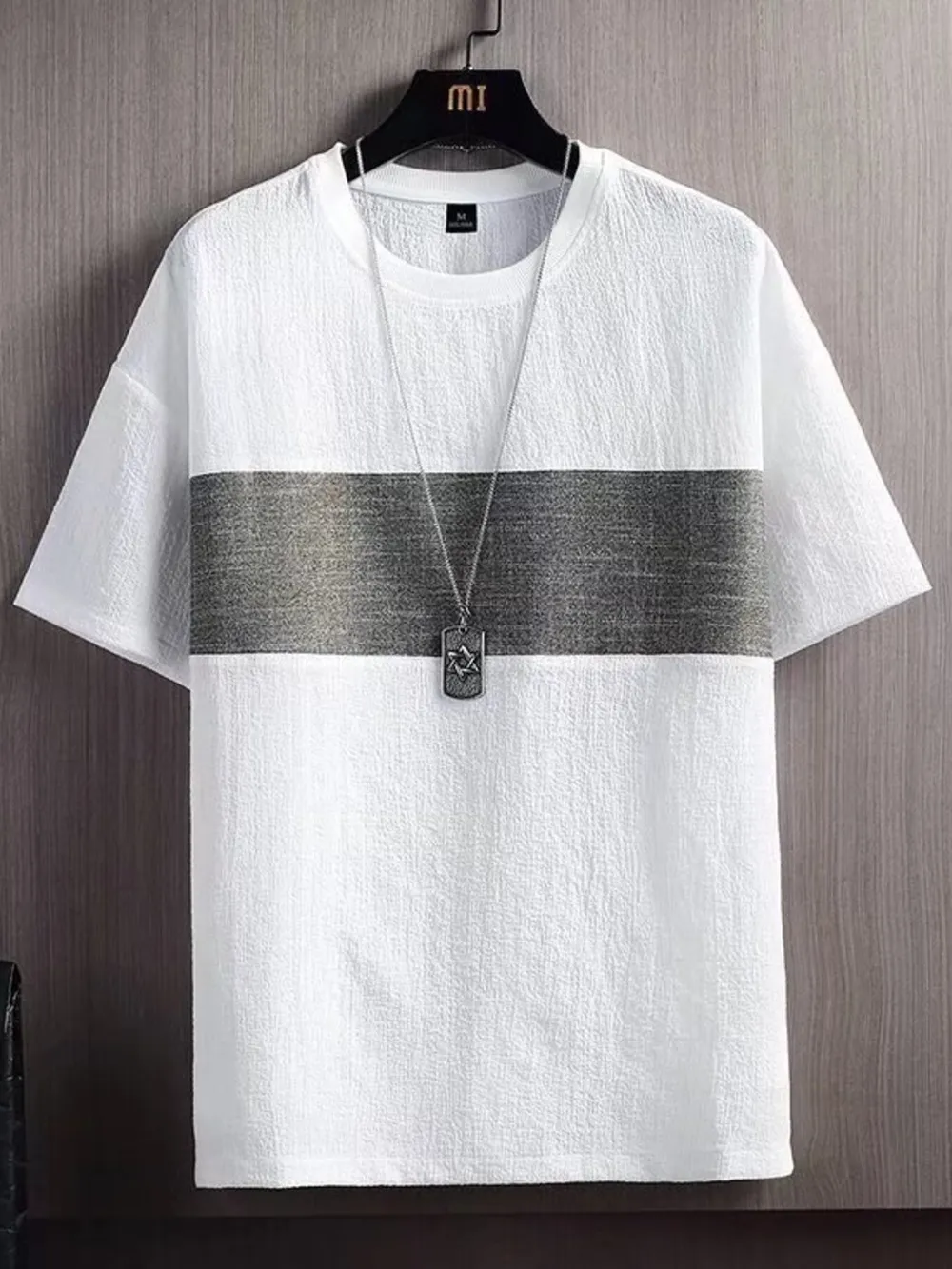 Men's Plus Size Textured Round Neck T-Shirt, image 3