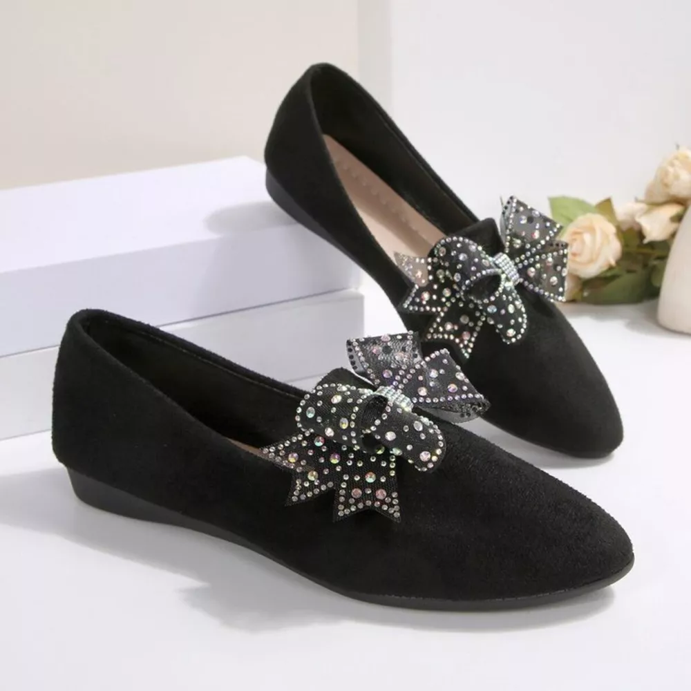 Rhinestone Point Toe Flats Slip-Ons, image 3