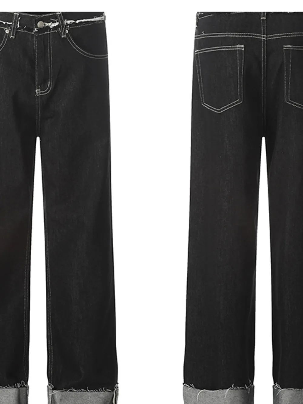 Men's Washed Frayed Hem Cuff Jeans, image 4
