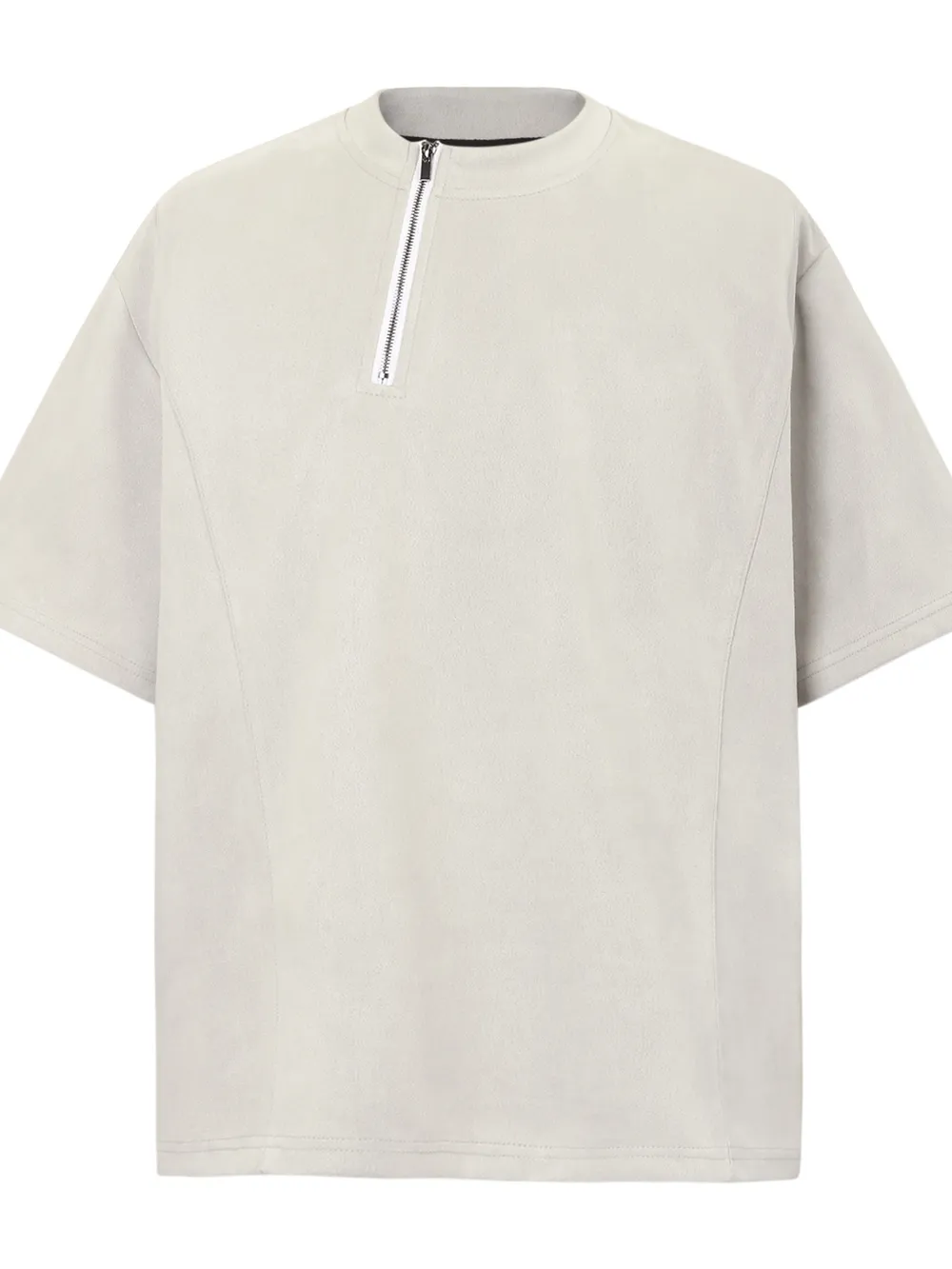 Men's Oversized Diagonal Zip Short Sleeve T-Shirt, image 3