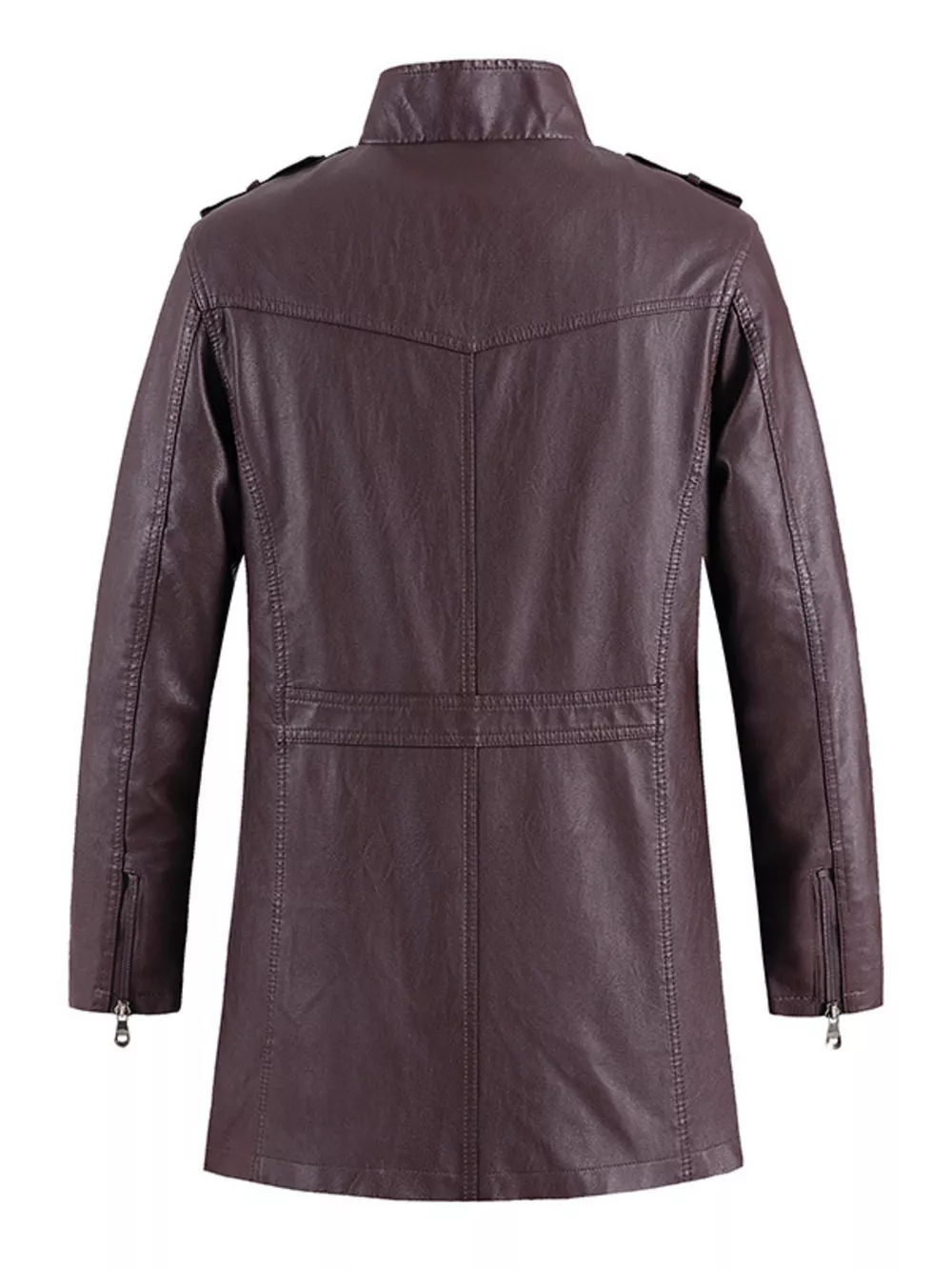 Men's Zip Up Long Sleeve Leather Jacket, image 14