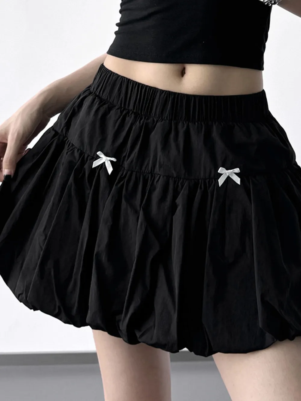 Bubble Hem Elastic Waist Mini Skirt, image 8