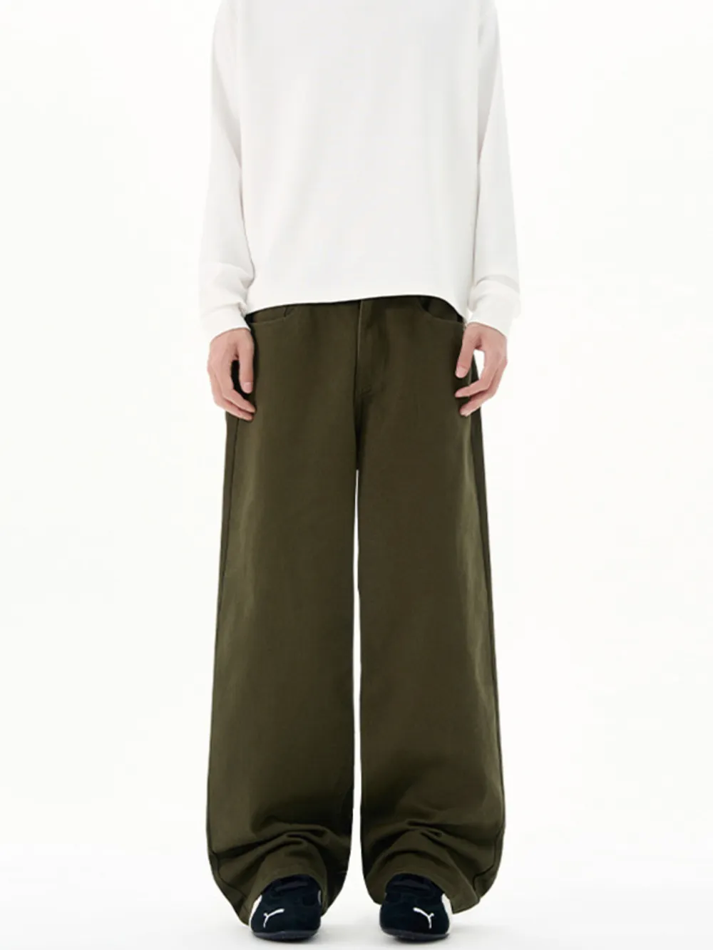 Men's Full Size Wide-Leg Pants Plus Size