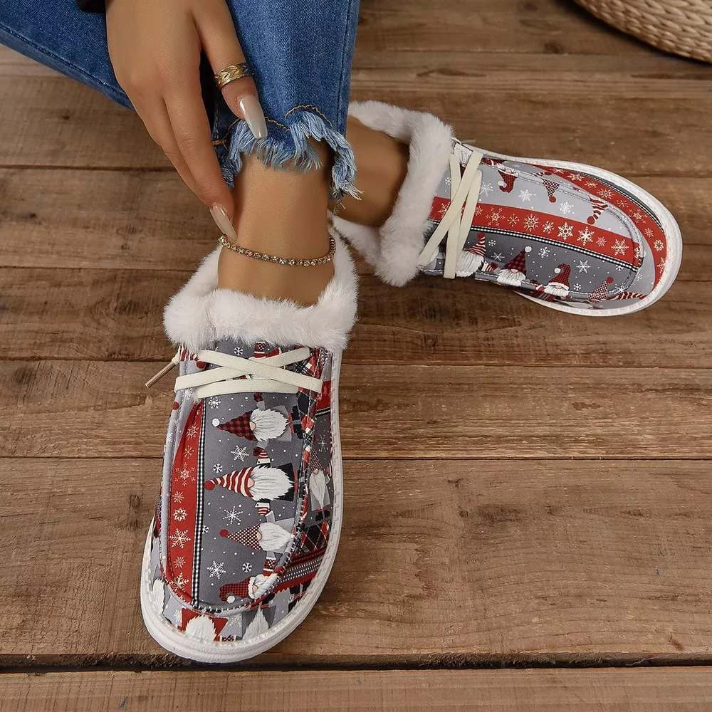 Christmas Print Round Toe Sneakers, image 6