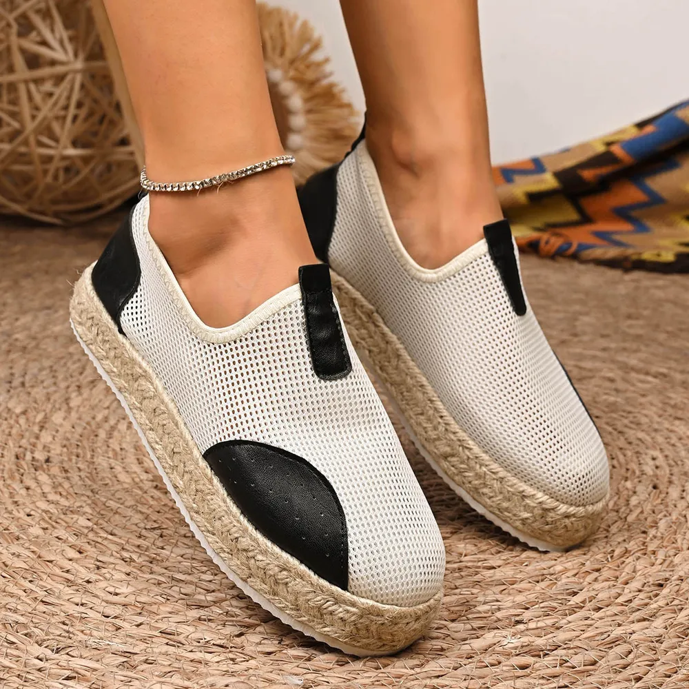 Mesh Espadrille Platform Slip-Ons, image 3