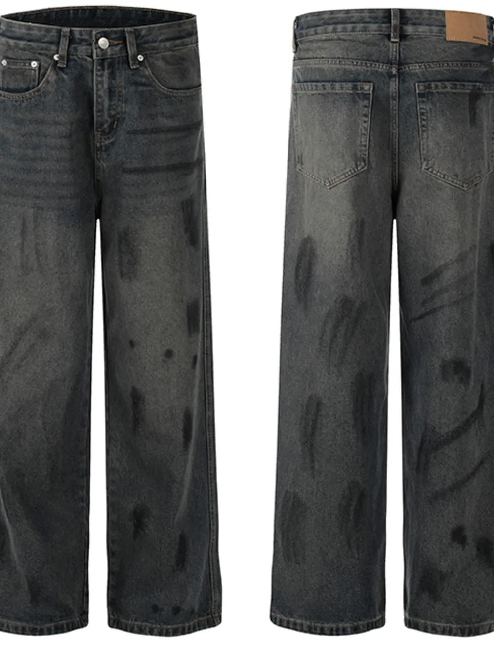 Men's High Waist Washed Jeans, image 3