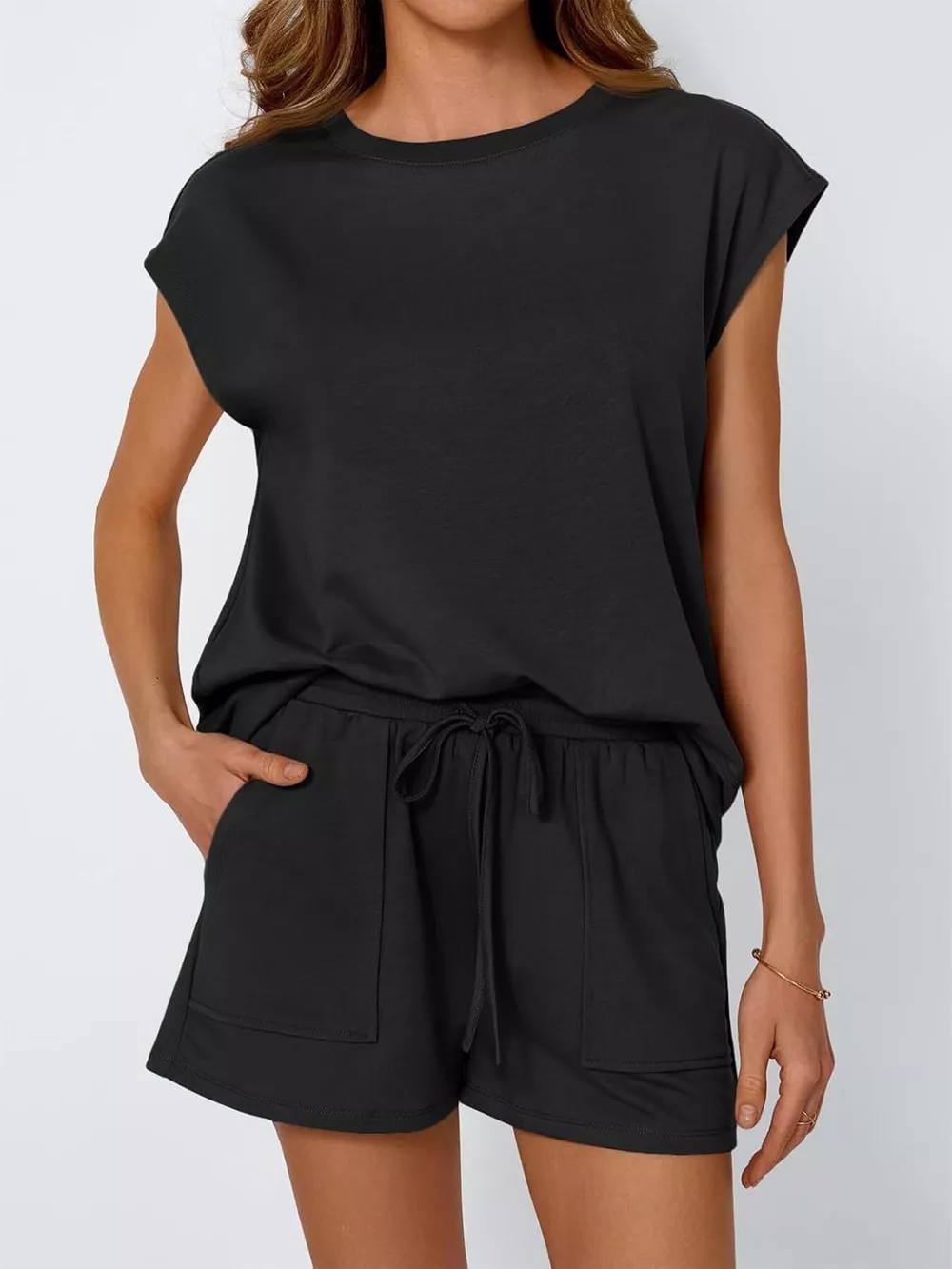 Casual Solid Color T-Shirt and Shorts Set, image 12