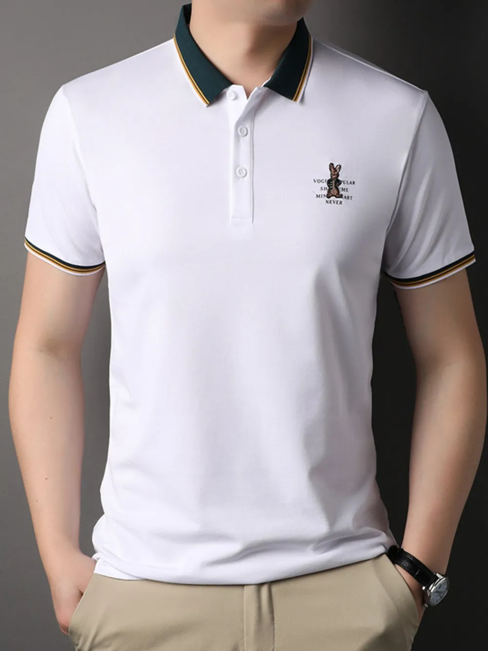 Men's Plus Size Collared Neck Short Sleeve Polo, image 6