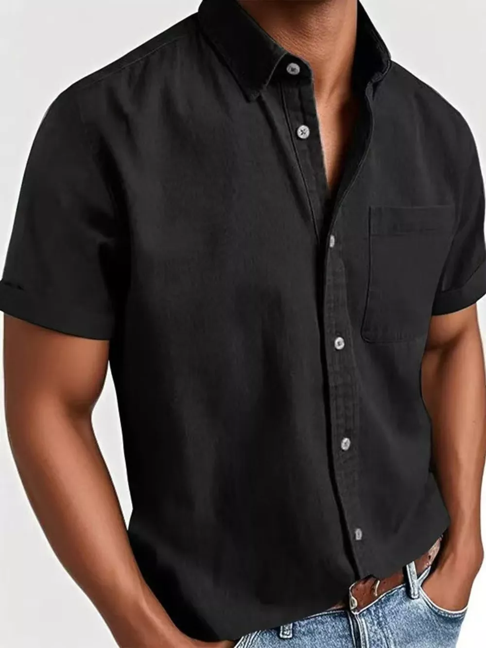 Men's Full Size Casual Short Sleeve Shirt Plus Size, image 4