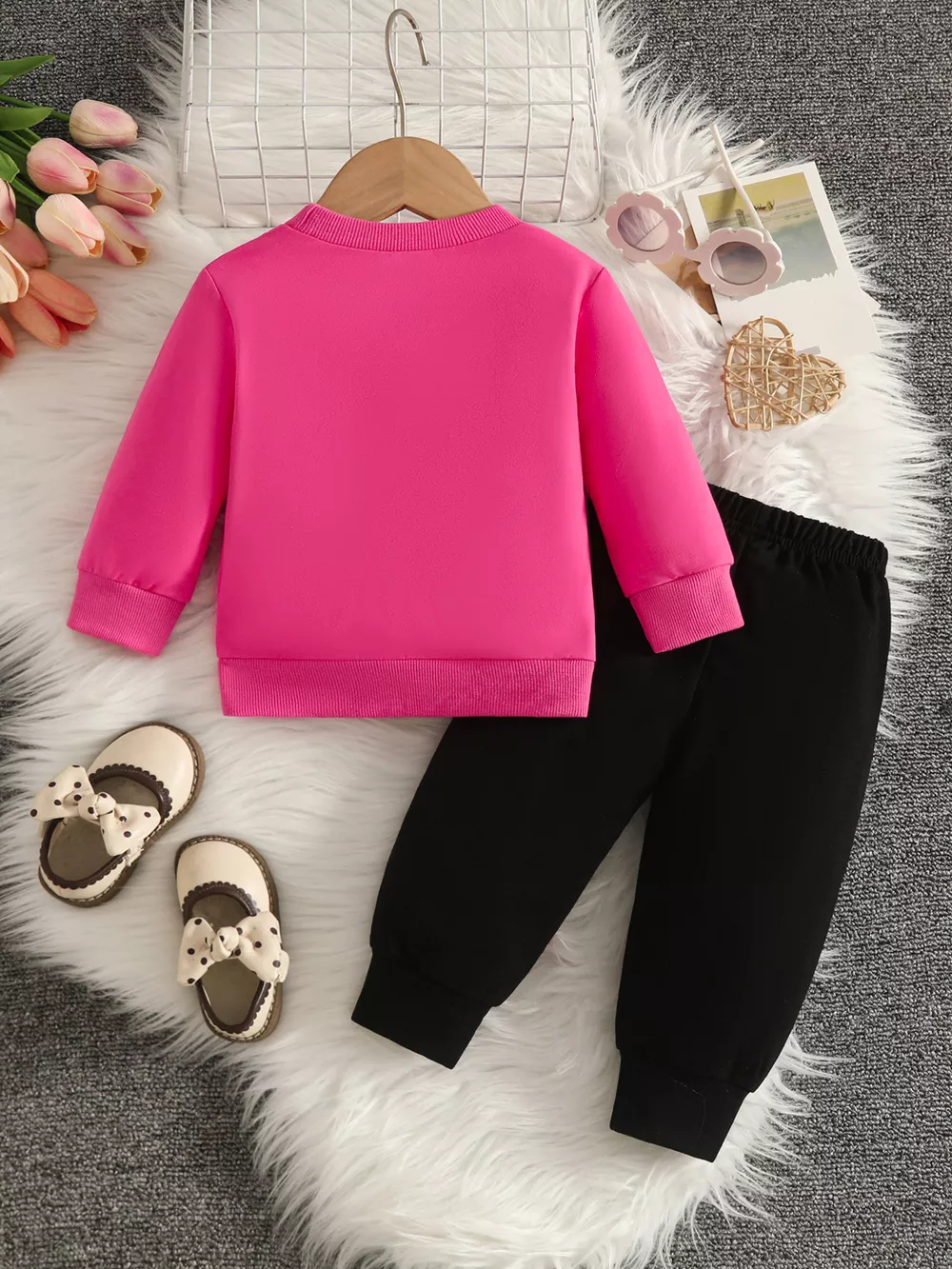Children's Bow-Decorated Sweatshirt and Pants Set, image 4