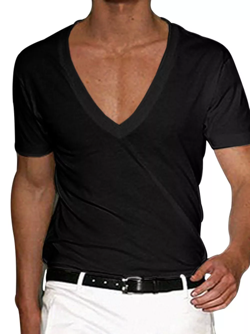 Men's Full Size Deep V-Neck T-Shirt Plus Size, image 3