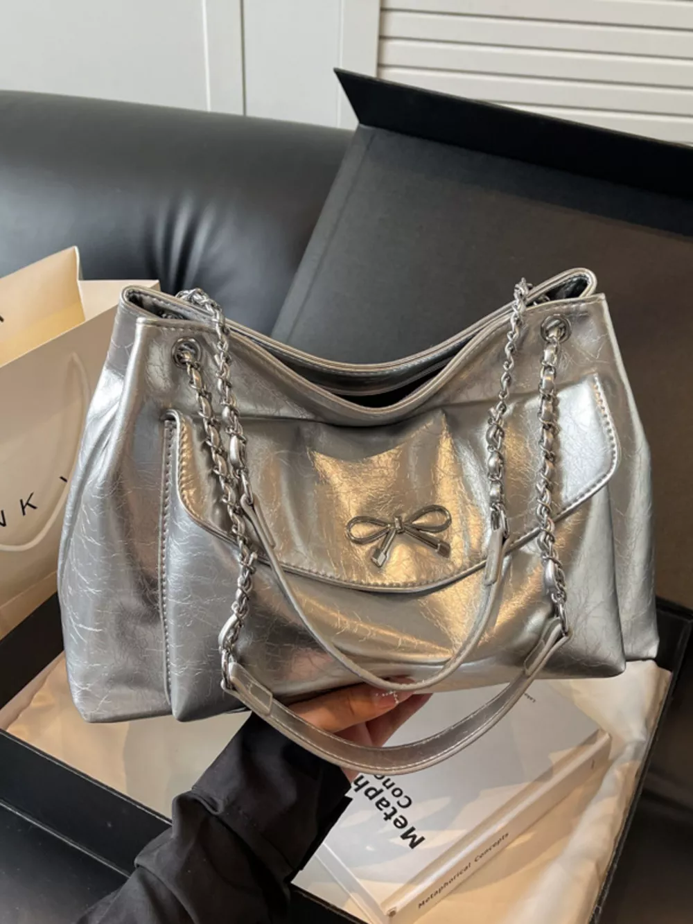 Bow-Accent Shoulder Bag, image 3