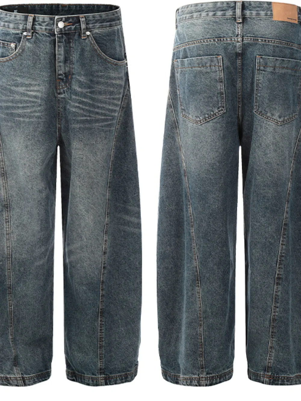 Men's Washed Wide Leg Baggy Jeans, image 4