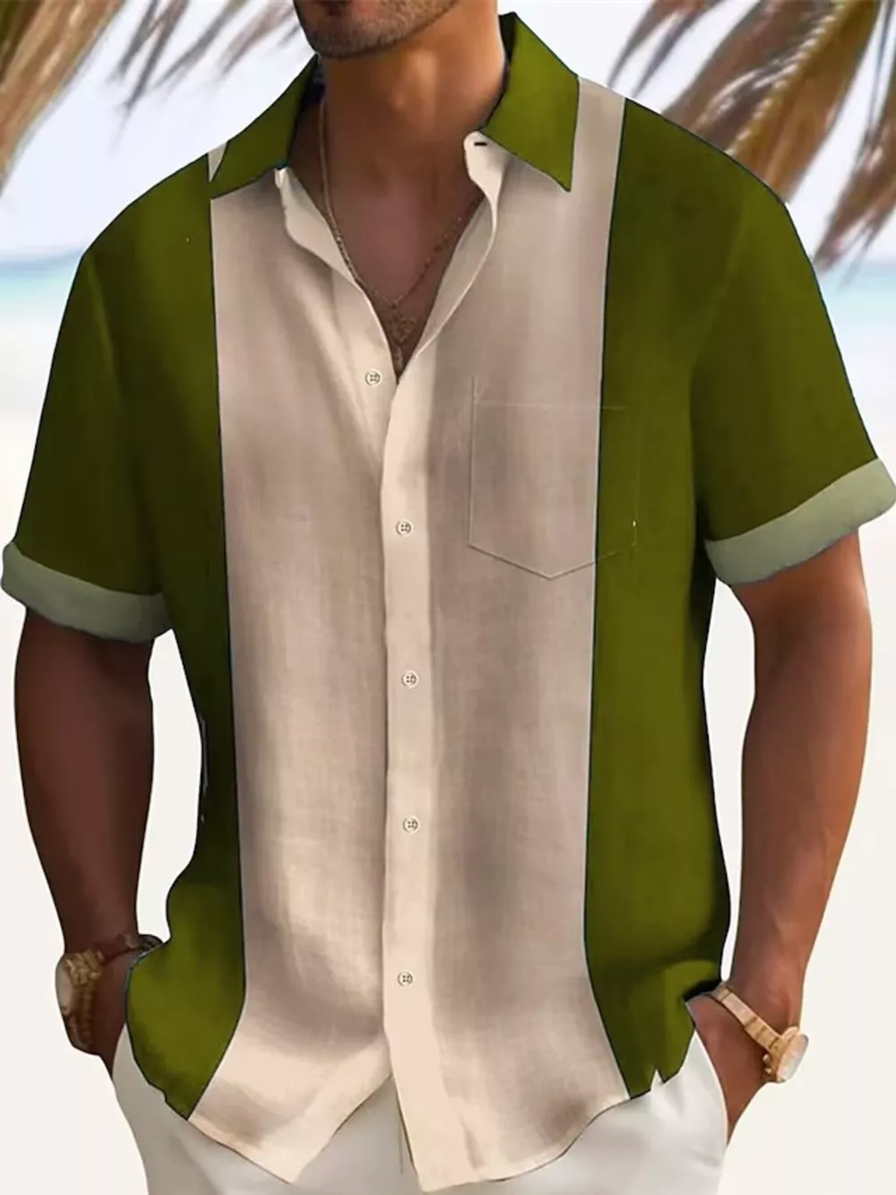 Men's Full Size Color Block Short Sleeve Shirt Plus Size, image 5