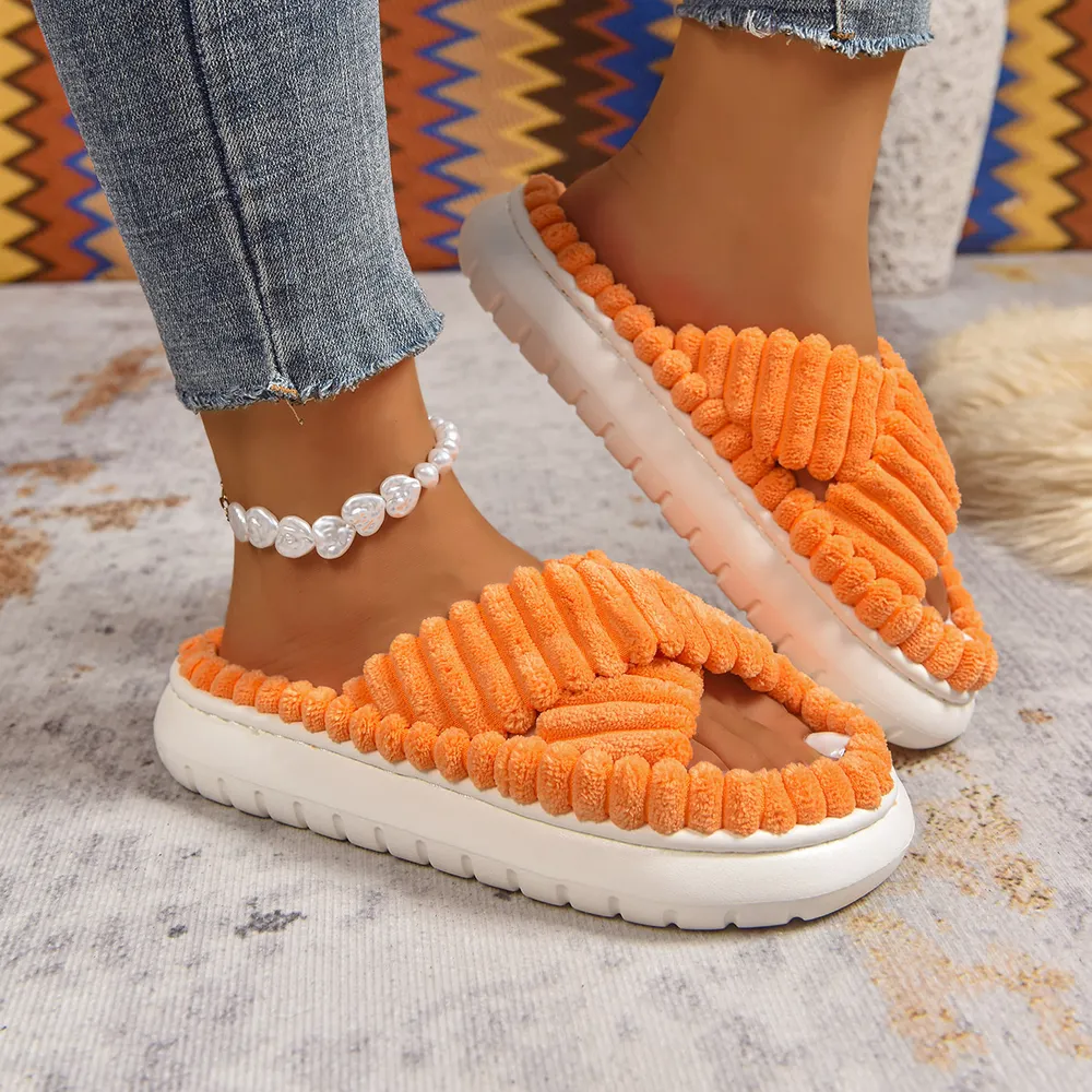 Crisscross Open Toe Platform Slippers, image 6