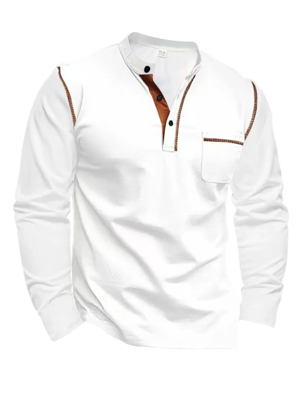Men's Full Size Long Sleeve Polo with Contrast Trim Plus Size, image 2